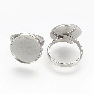 Tarnish Resistant Adjustable 304 Stainless Steel Finger Rings Components STAS-L193-P-16mm-1