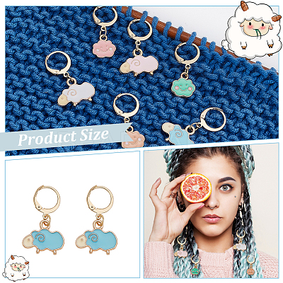 Sheep & Cloud Alloy Enamel Pendant Locking Stitch Markers HJEW-AB00131-1