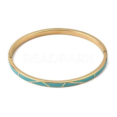 304 Stainless Steel Enamel Hinged Cuff Bangles for Women SA-CBAC920-15G-01E-1