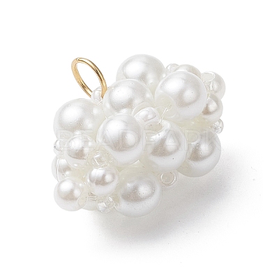 Pearlized Glass Pearl Beads Pendants PALLOY-MZ01101-01-1