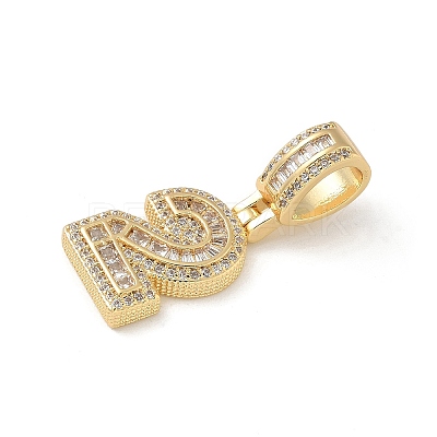 Brass Clear Cubic Zirconia European Dangle Charms KK-R003-01G-02-1