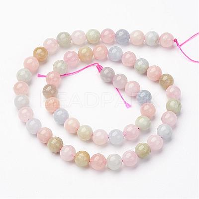 Natural Morganite Bead Strands G-P213-18-8mm-1
