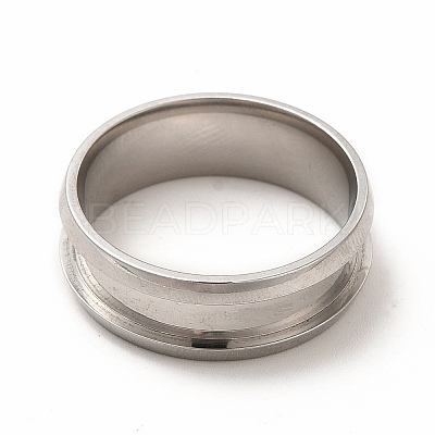 Non-Tarnish 201 Stainless Steel Grooved Finger Ring Settings STAS-P323-09P-1