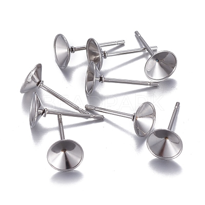 Non-Tarnish 304 Stainless Steel Post Stud Earring Settings X-STAS-L238-082E-P-1