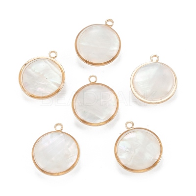 Natural White Shell Pendants KK-K252-06G-01-1
