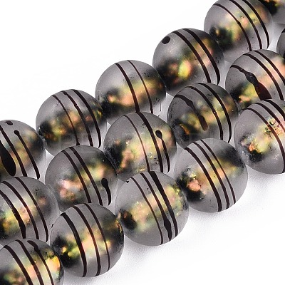 Frosted Handmade Foil Glass Beads Strands FOIL-Q002-02D-1