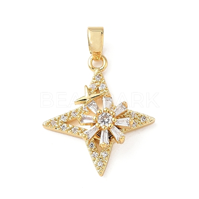 Brass Micro Pave Cubic Zirconia Rotating Pendants KK-M323-01B-G-1
