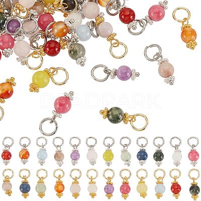 144Pcs 24 Styles Natural Mixed Gemstone Pendants PALLOY-GO00024-1