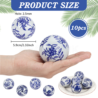 10Pcs Handmade Porcelain Beads PORC-BC0001-07-1