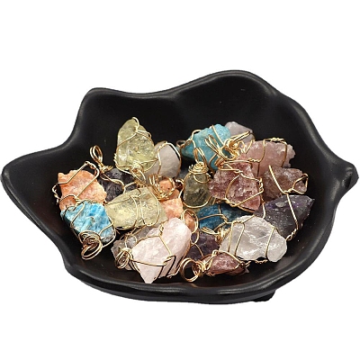 Raw Rough Natural Mixed Gemstone Pendants FIND-PW0020-04-1