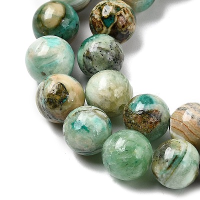 Natural Green Line Jasper Beads Strands G-L639-A01-12mm-1