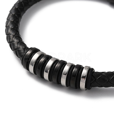 Leather Braided Round Cord Bracelet BJEW-F460-06EBP-1