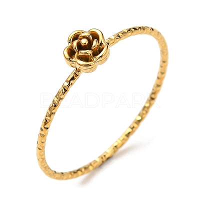Ion Plating(IP) 304 Stainless Steel Rose Flower Finger Ring RJEW-P090-01G-1