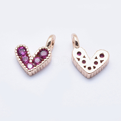 Brass Micro Pave Cubic Zirconia Charms ZIRC-J040-08RG-NR-1
