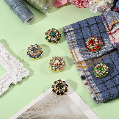 12Pcs 6 Colors Brass Rhinestone Cufflinks DIY-GL0007-16-1