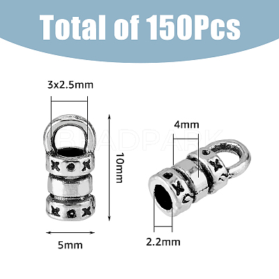 150Pcs Alloy Cord Ends FIND-FH0008-75-1