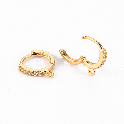 Brass Micro Pave Clear Cubic Zirconia Hoop Earring Findings X-ZIRC-S068-009B-NF-1