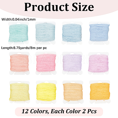 24Pcs 12 Colors Polyester Embroidery Threads DIY-CY0003-60-1