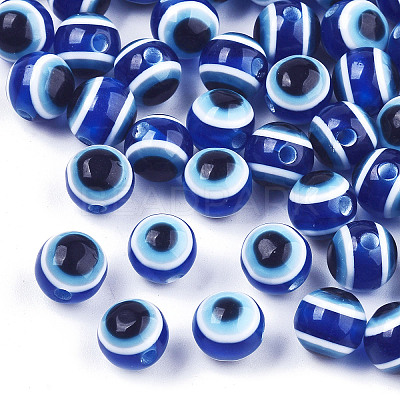 Evil Eye Resin Beads X-RESI-R140-8mm-01-1