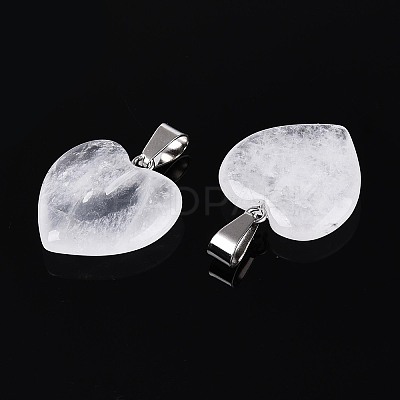 Heart Natural Crystal Pendants G-Q438-15-1