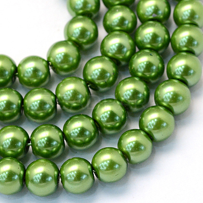 Baking Paint Pearlized Glass Pearl Round Bead Strands X-HY-Q330-8mm-13-1