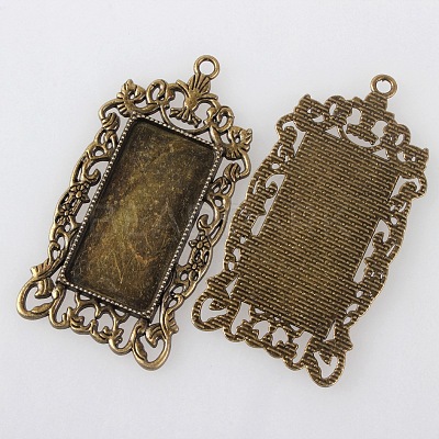 Vintage Tibetan Style Alloy Large Pendant Cabochon Bezel Settings TIBEP-M018-129AB-NF-1