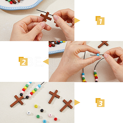 DIY Round & Cross Pendant Necklace Making Kits DIY-DC0004-02B-1