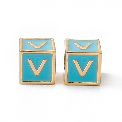 Rack Plating Brass Enamel Beads KK-B060-04G-06V-1