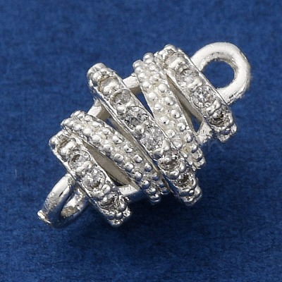 Brass Micro Pave Clear Cubic Zirconia Hollow Oval Connector Charms KK-A230-05C-S-1