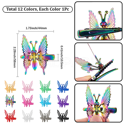 12Pcs 12 Colors Alloy Alligator Hair Clips for Women OHAR-SP0001-07-1