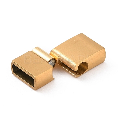 Ion Plating(IP) 304 Stainless Steel Rectangle Magnetic Clasps with Glue-in Ends X-STAS-E089-42G-A-1