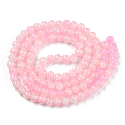 Crackle Baking Paint Imitation Jade Glass Beads Strands DGLA-T003-8mm-01-1