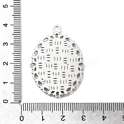 Tibetan Style Oval Alloy Pendant Cabochon Settings TIBEP-Q054-44AS-RS-1