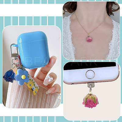10Pcs Preserved Rose Pendants KY-TA0001-59B-1