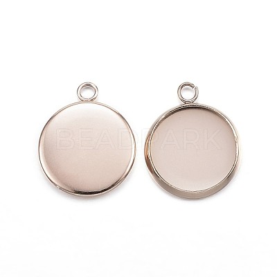 Ion Plating(IP) 304 Stainless Steel Pendant Cabochon Settings X-STAS-G127-13-12mm-RG-1