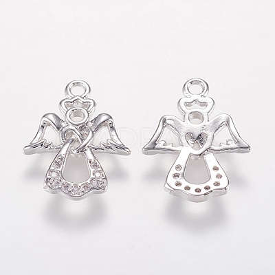 Brass Micro Pave Cubic Zirconia Charms KK-I613-09P-1