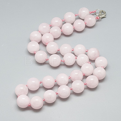 Natural Rose Quartz Beaded Necklaces NJEW-S405-14-1