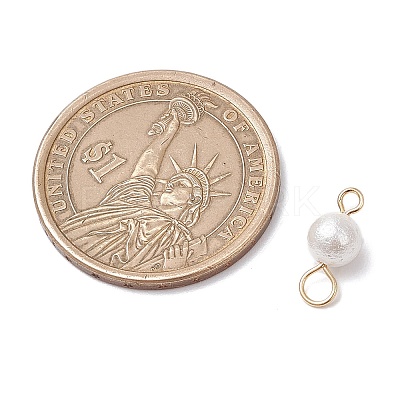 Wrinkle Textured Shell Pearl Round Connector Charms PALLOY-JF03824-01-1