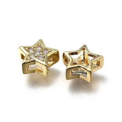 Star Brass Micro Pave Clear Cubic Zirconia Slide Charms ZIRC-I070-013G-1