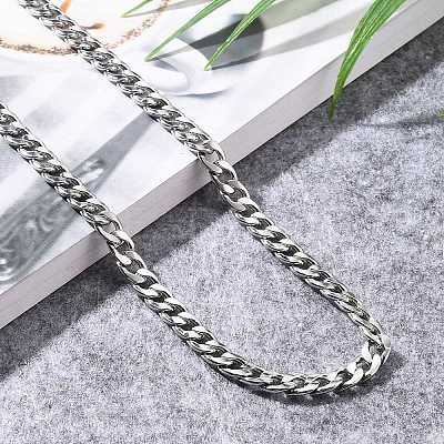 Non-Tarnish Men's 304 Stainless Steel Cuban Link Chain Necklaces X-NJEW-JN03170-01-1