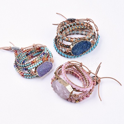 Five Loops Leather Warp Bracelets BJEW-F395-A-1