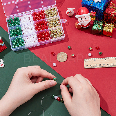 320pcs 2 Styles Imitation Pearl & Plating Acrylic Beads OACR-AR0001-32A-1
