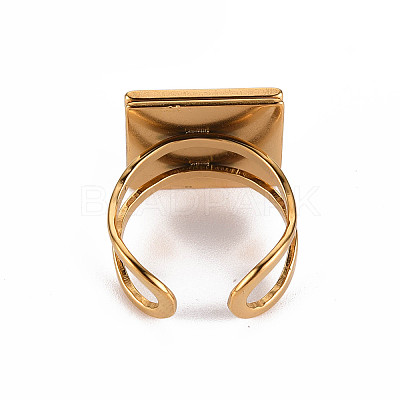 201 Stainless Steel Cuff Pad Ring Settings STAS-S080-041C-G-1