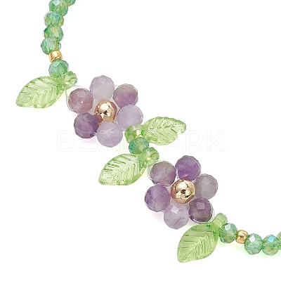 Natural Gemstone & Glass Beads Beaded Bracelets for Women BJEW-JB13426-1
