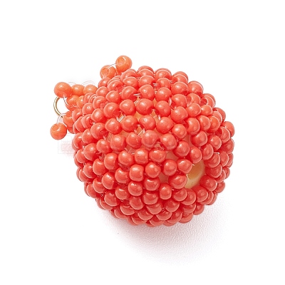 Glass Seed Beaded Pomegranate Pendants PALLOY-MZ00936-1