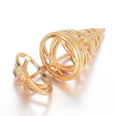 Hollow Brass Cone Cage Pendants KK-E671-27-1