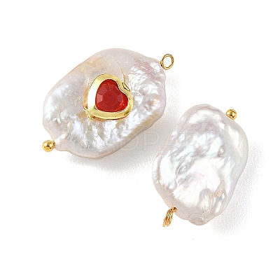 Natural Baroque Keshi Pearl & Glass Pendants PALLOY-JF05928-02-1