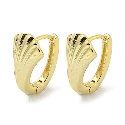 Shell Shape Brass Hoop Earrings EJEW-L211-011B-G-1