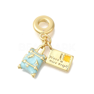 Brass Enamel European Dangle Charms KK-R002-22G-03-1