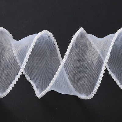 5 Yards ABS Pearl Edged Mesh Ribbon for Bowknot Making OCOR-B004-01A-07-1